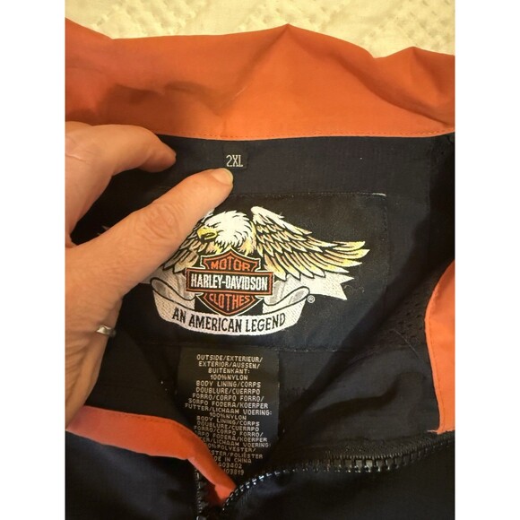 Harley Davidson Nylon Motorcycle Jacket 2XL Windbreaker Mock Neck 97522-05VM - Picture 3 of 12